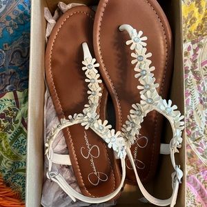 Jessica Simpson white floral sandals